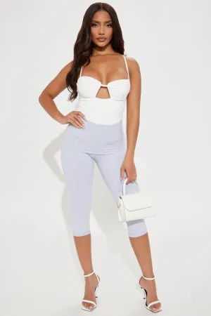 Amaris Foldover Capri Legging - Heather Grey