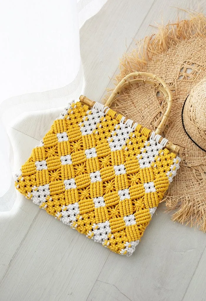 BGW6613 Naomi Macrame Patterned Tote Bag