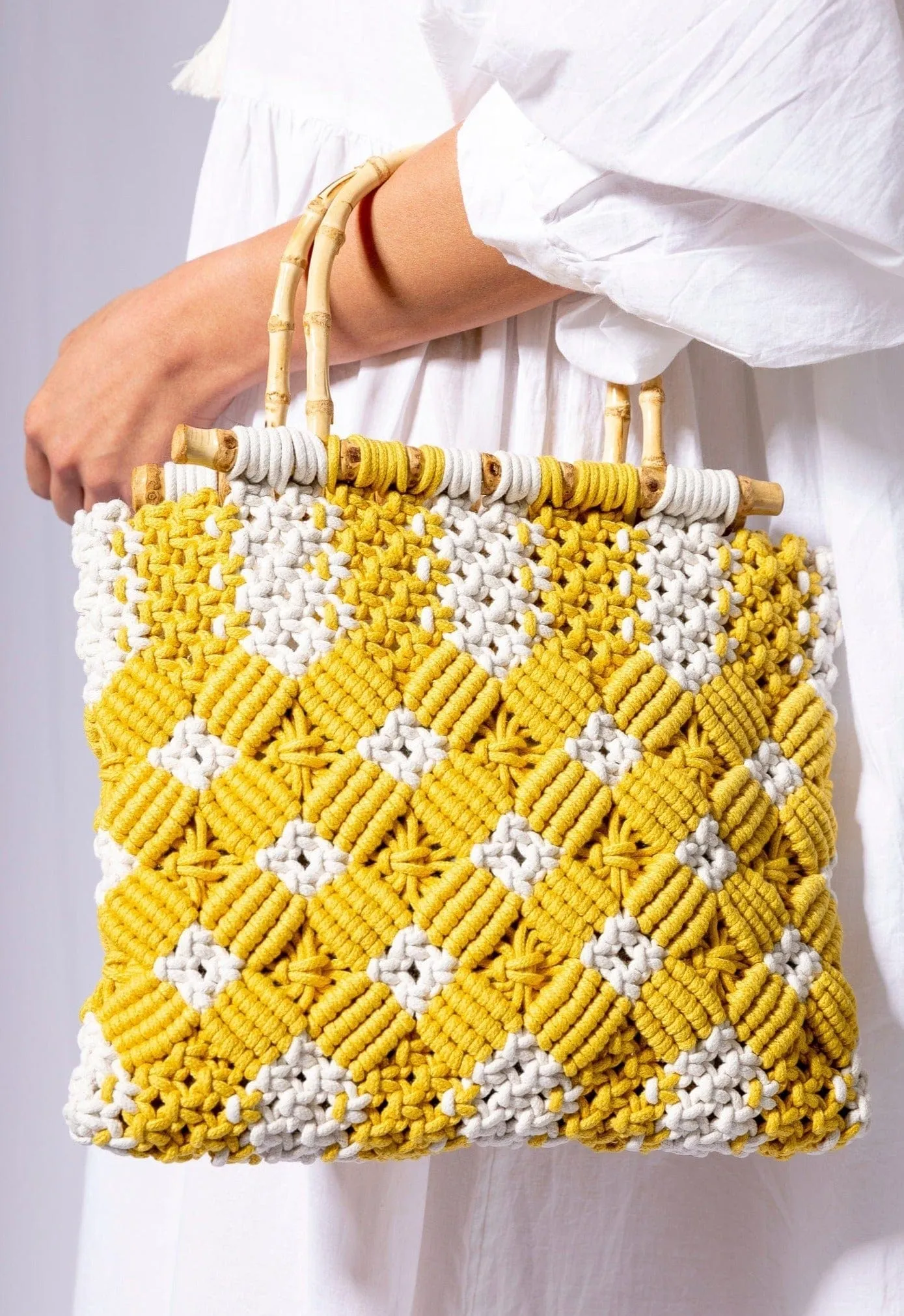BGW6613 Naomi Macrame Patterned Tote Bag