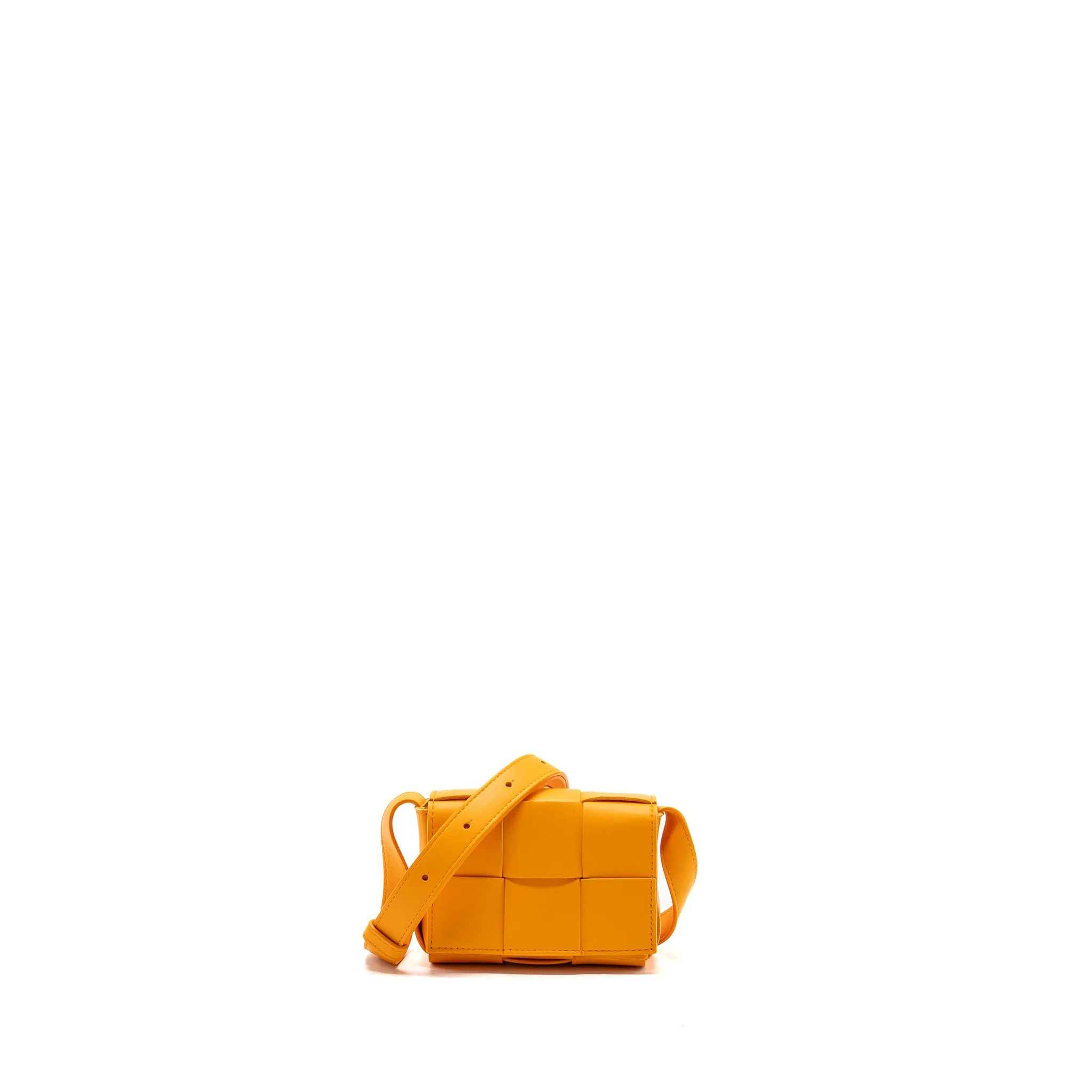 Bottega Veneta Mini Cassette Crossbody Bag Lambskin Orange GHW