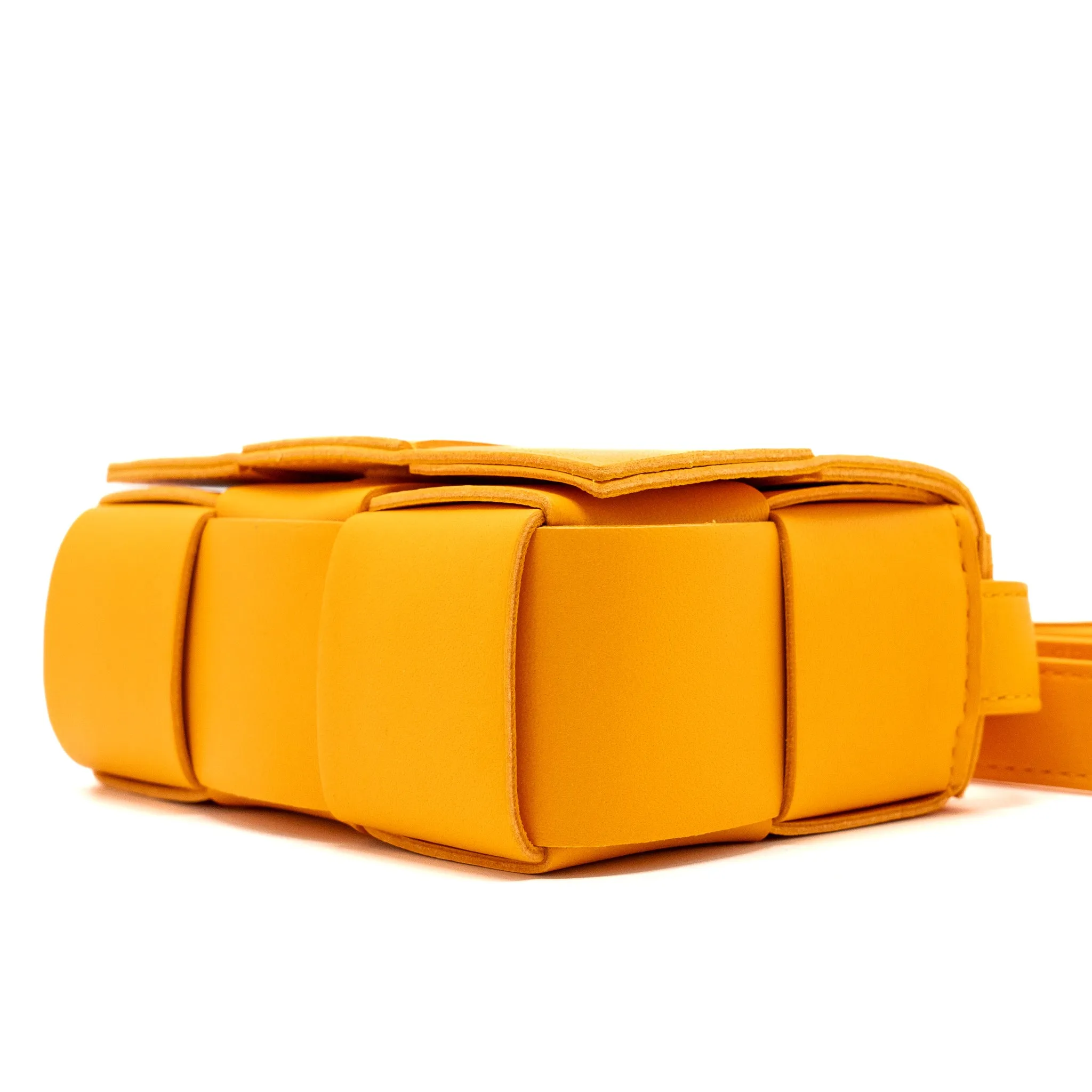 Bottega Veneta Mini Cassette Crossbody Bag Lambskin Orange GHW