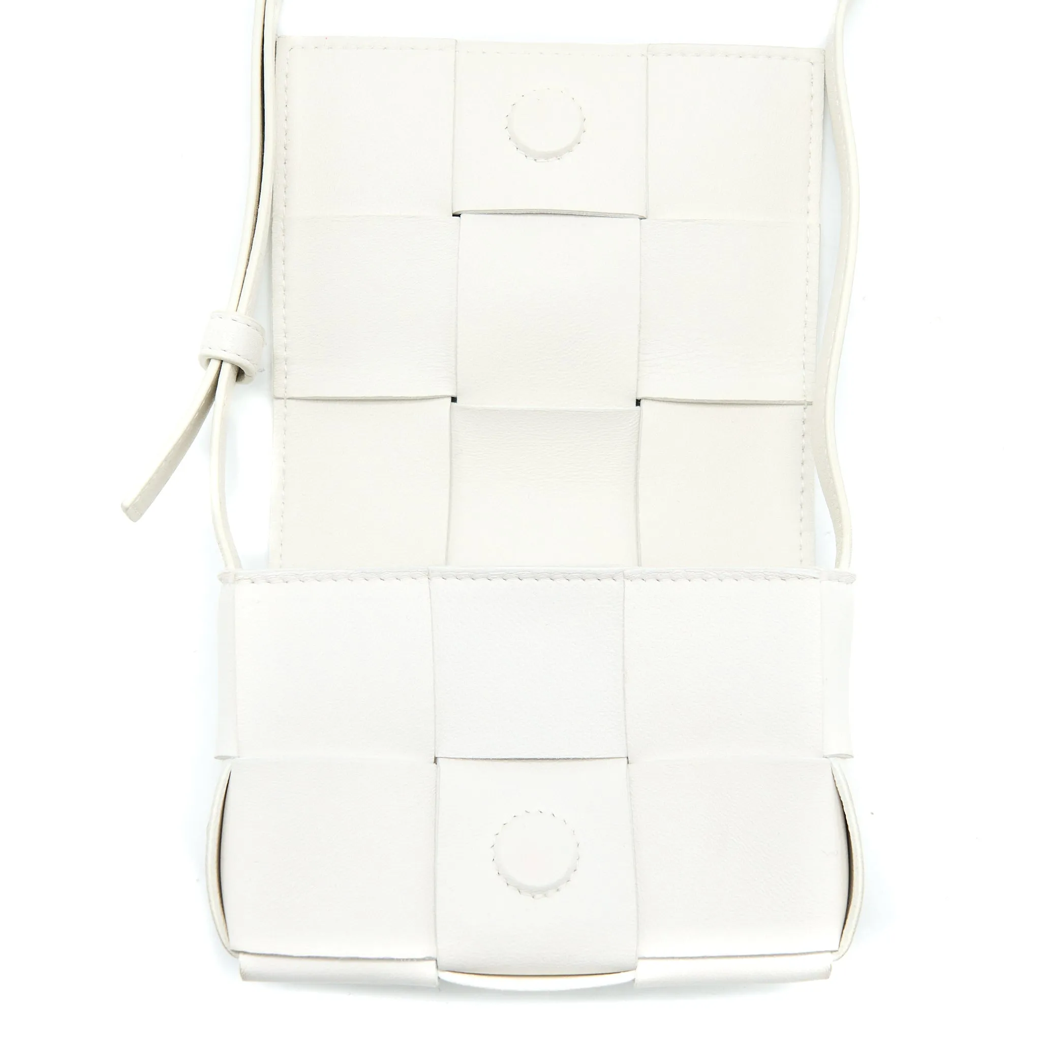 Bottega Veneta Mini Cassette Crossbody Bag Lambskin White