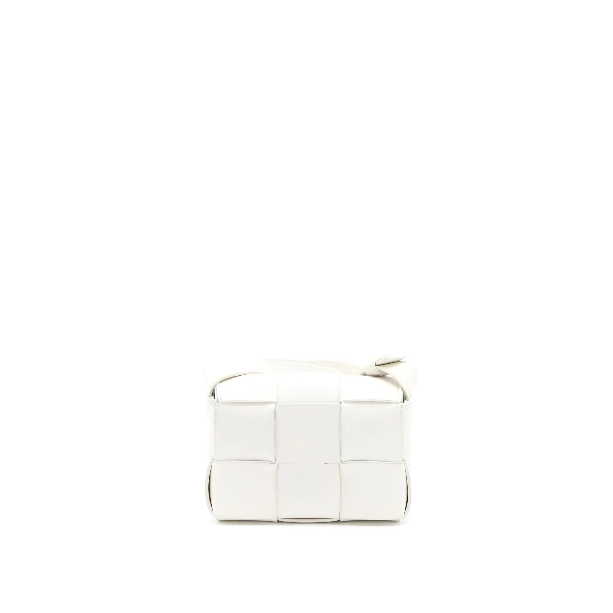 Bottega Veneta Mini Cassette Crossbody Bag Lambskin White