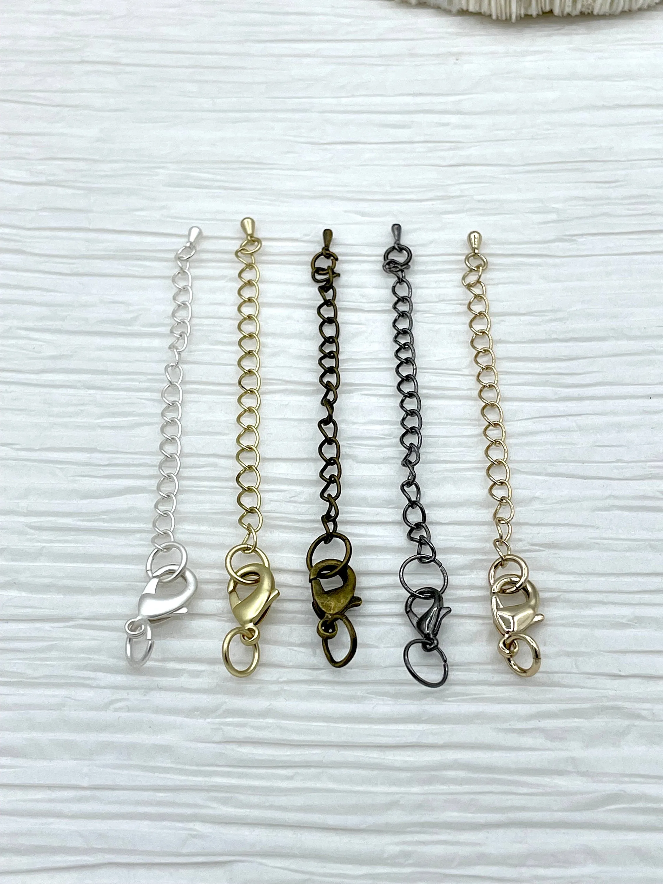 Brass Lobster Clasp with Extender Chain, Lobster Clasp with Chain Extender,Lobster Clasp, Jewelry Clasps, Findings, 5 Finishes Fast Shipping