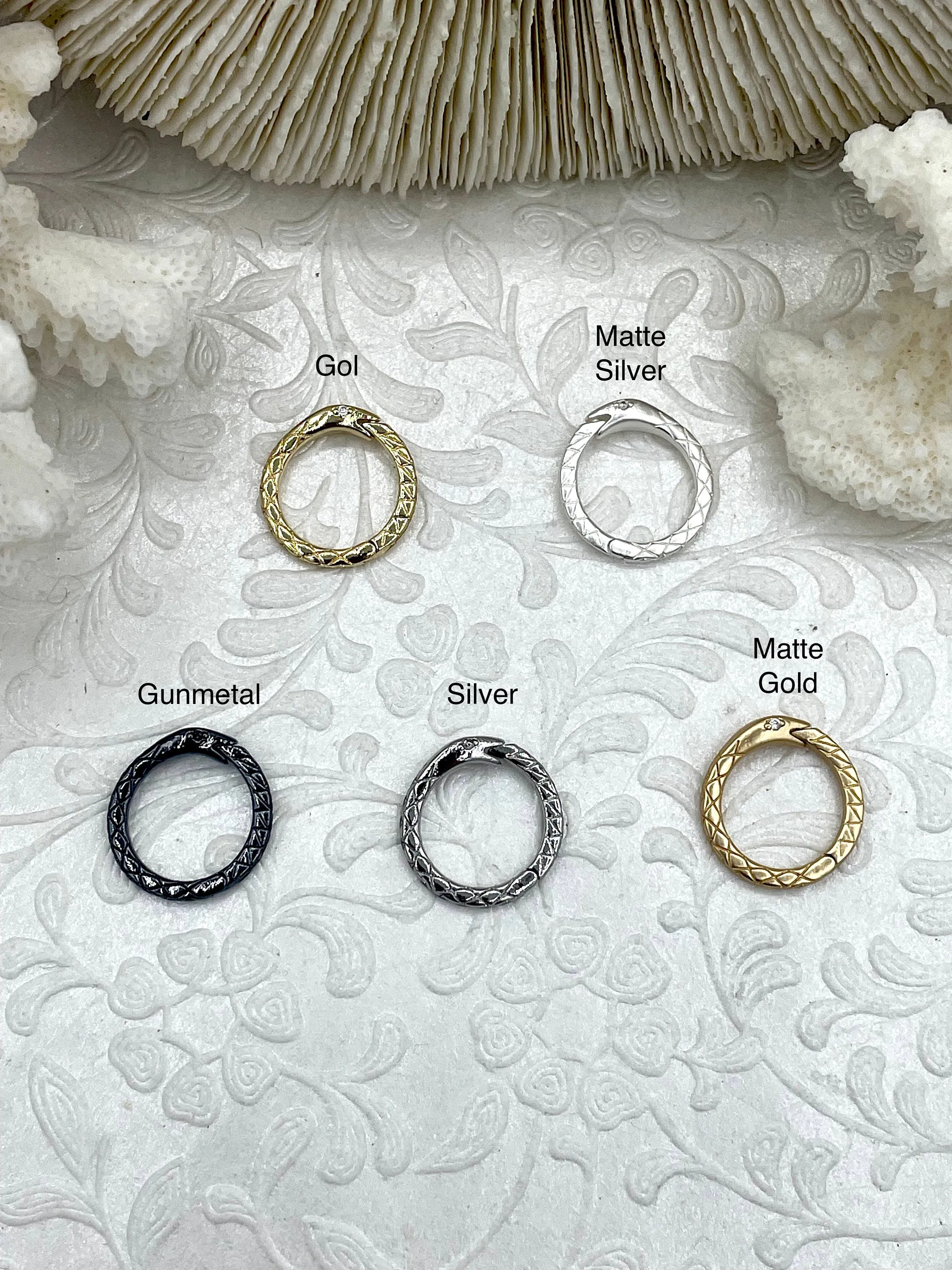 Brass Snake Snap Clasp, Round Snake Snap Ring, CZ Eyes, Round Snap Ring, 6 finishes, Necklace Building Extender, Charm Holder, Fast Ship