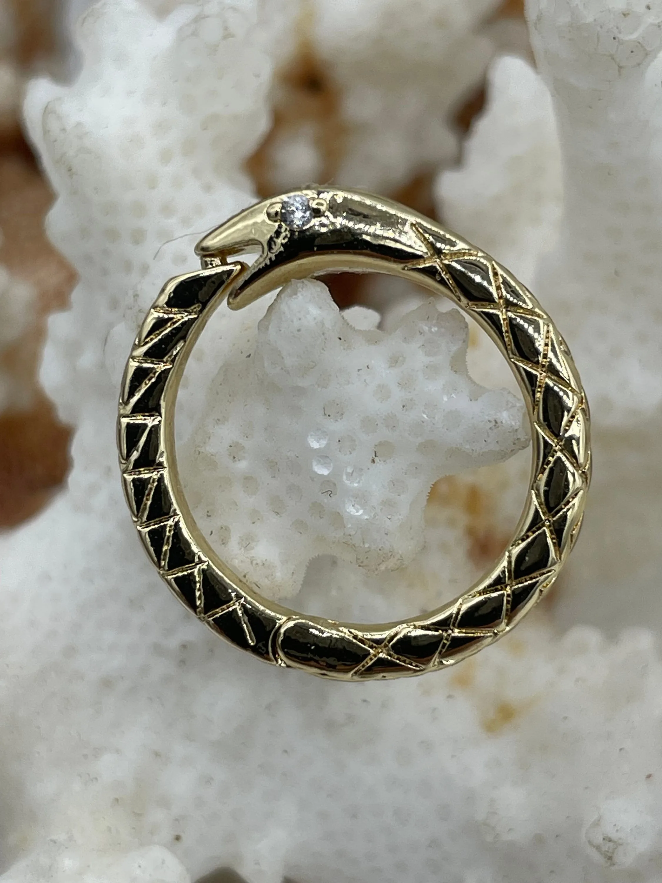 Brass Snake Snap Clasp, Round Snake Snap Ring, CZ Eyes, Round Snap Ring, 6 finishes, Necklace Building Extender, Charm Holder, Fast Ship