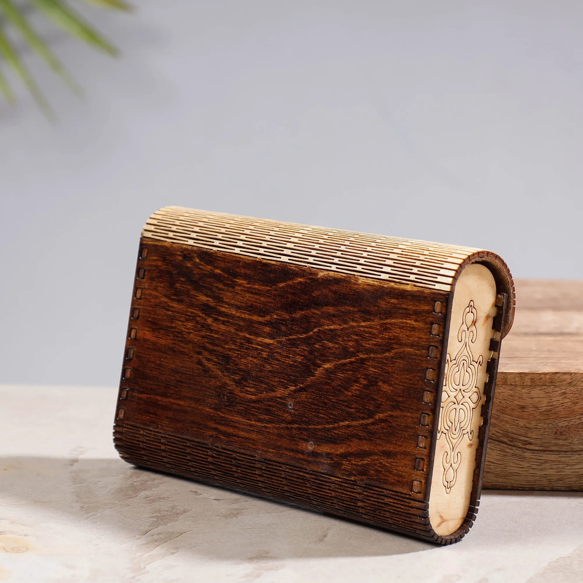 Brown - Handcrafted Birch Wooden Clutch