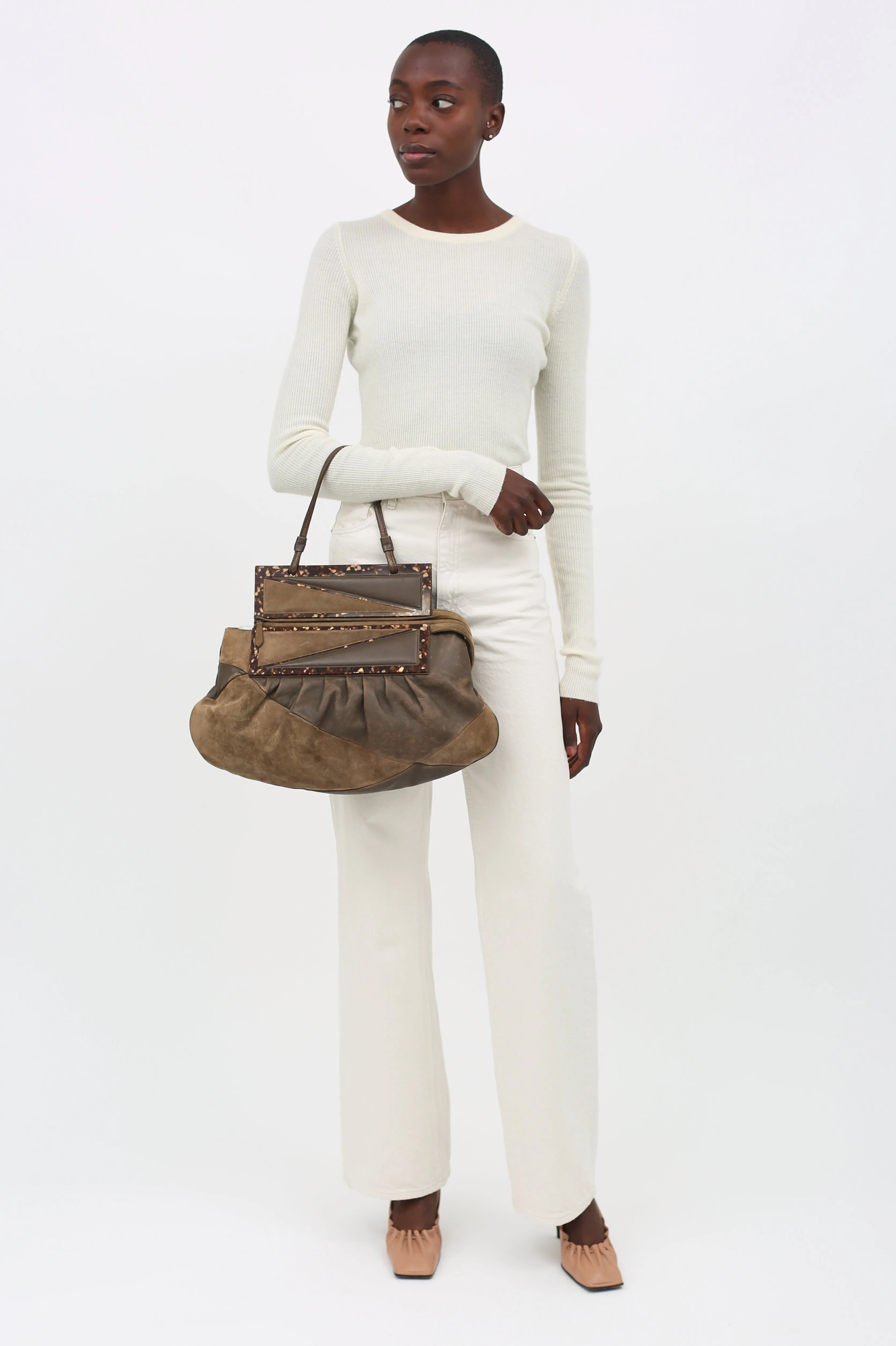 Brown Suede & Leather To You Clutch