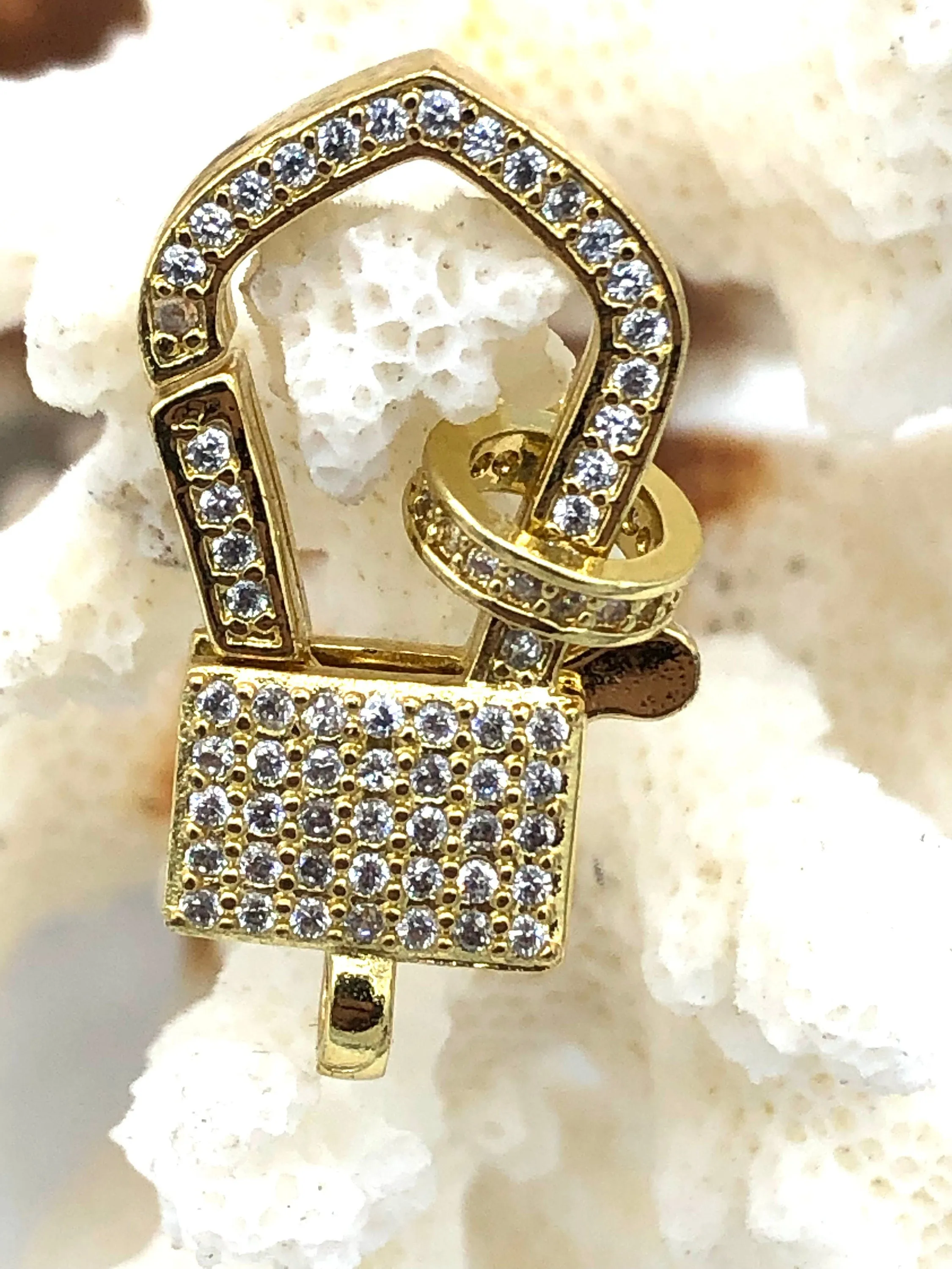 Clear Micro Pave CZ Lobster Claw Clasps Shiny Gold with Clear CZ.  LG Parrot Claw Clasp 3 styles/ Sizes 32mm x 15mm x 5mm , Fast Shipping