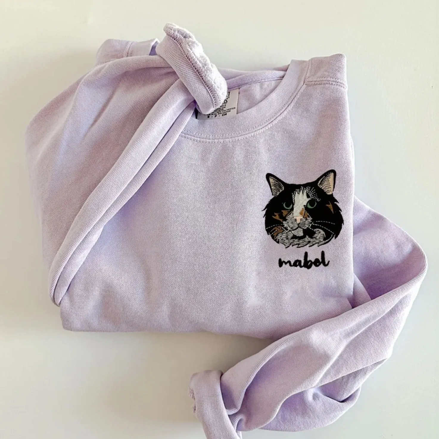 Comfort Color® Custom Embroidered Cat Sweatshirt from Photo