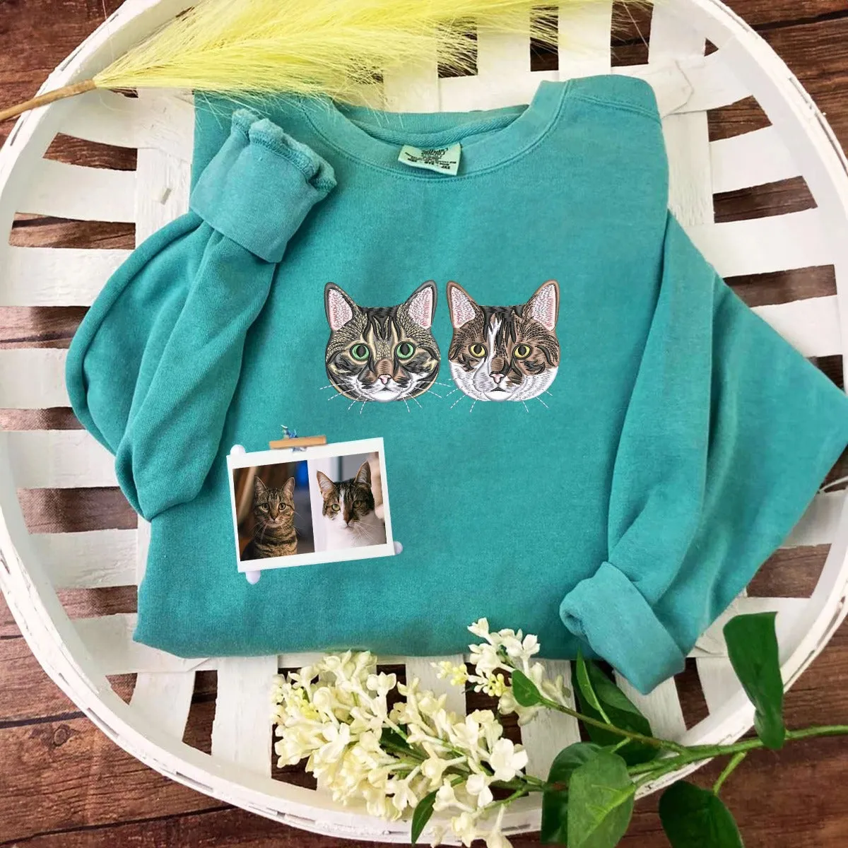 Comfort Color® Custom Embroidered Cat Sweatshirt from Photo