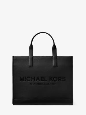 Cooper Logo Embossed Faux Pebbled Leather Tote Bag