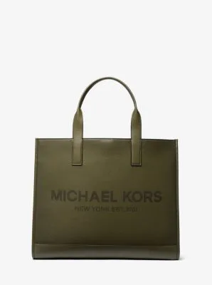 Cooper Logo Embossed Faux Pebbled Leather Tote Bag