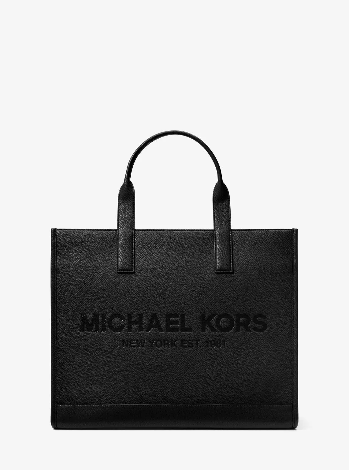 Cooper Logo Embossed Faux Pebbled Leather Tote Bag