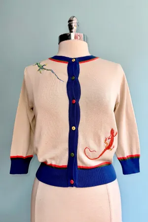 Cream Lizards Vera Cardigan by Palava