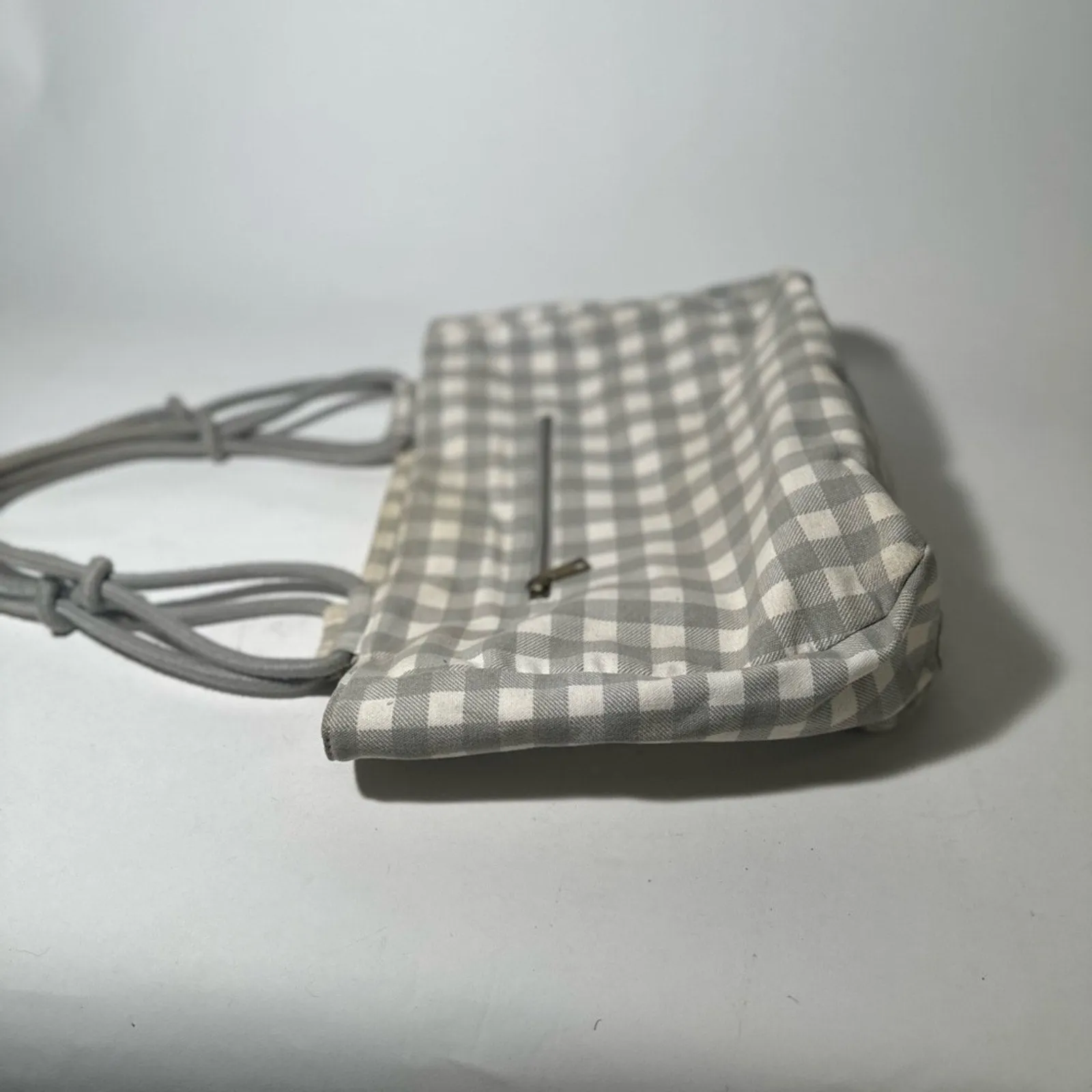 Gray Checkered Tote with Structured Design
