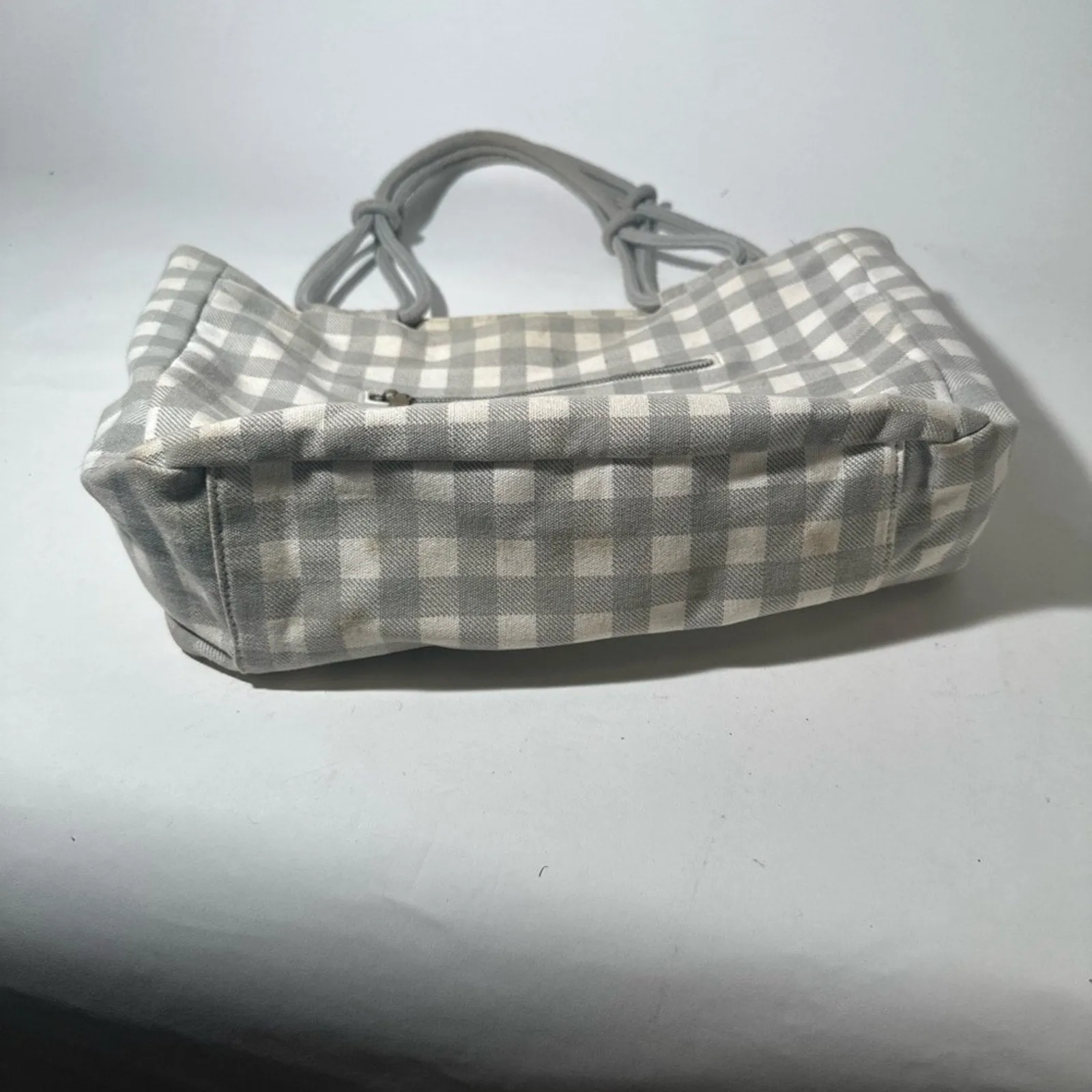 Gray Checkered Tote with Structured Design