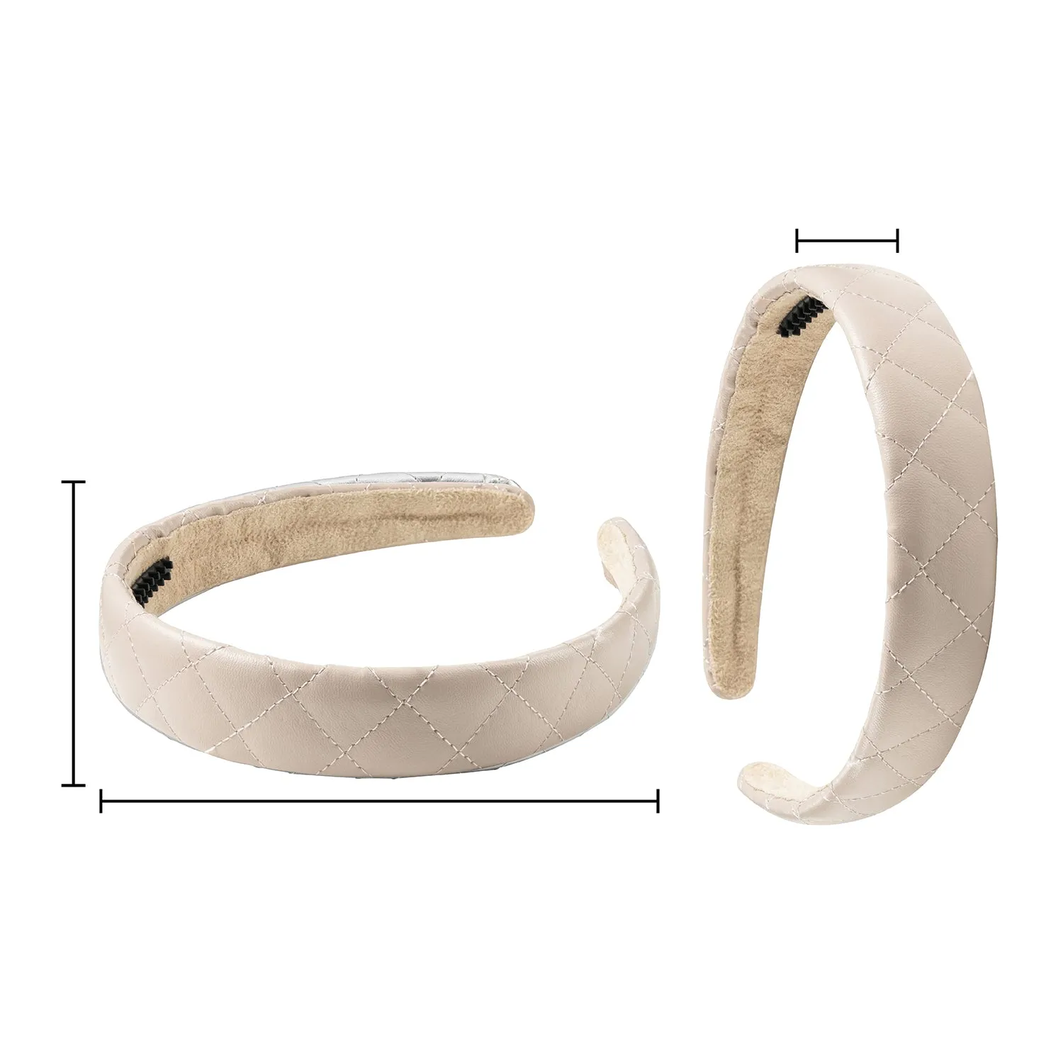 Halo Luxe Ella Quilted Leather Headband - Oatmeal