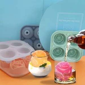 Ice Cube Form Silicone Rose Shape Mold Tray 3D