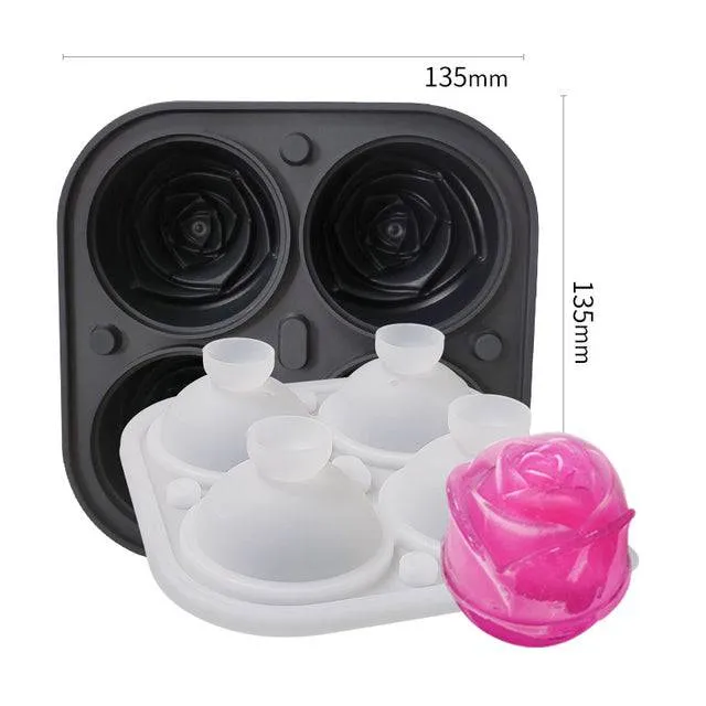 Ice Cube Form Silicone Rose Shape Mold Tray 3D
