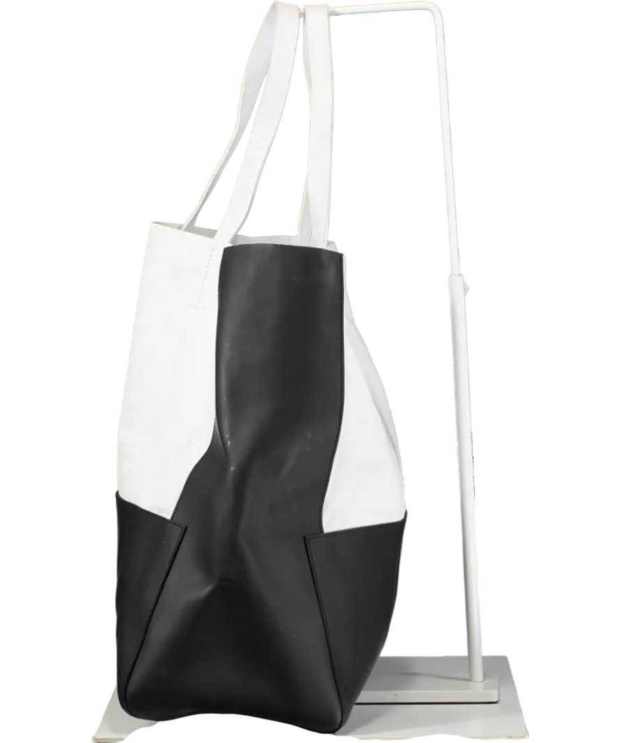 Joseph White / Black Large Leather tote Bag