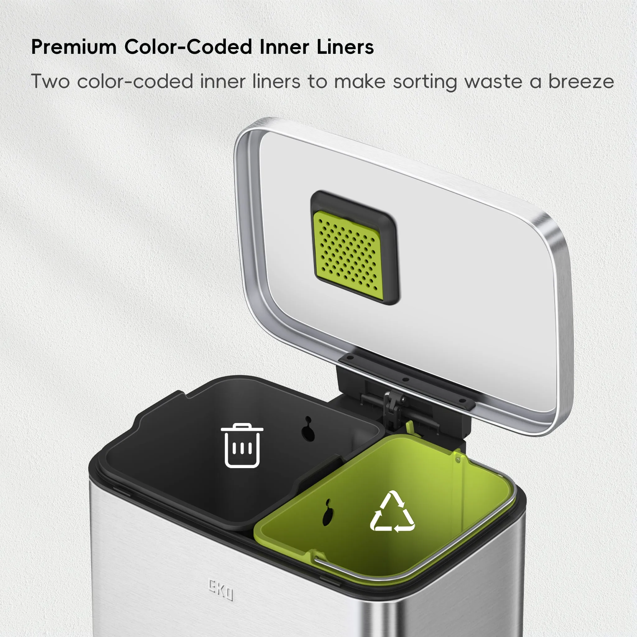 Madison 25L 20L Dual Compartment Step Trash Can - Brushed Stainless
