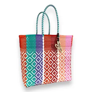 Maria Victoria | Vallarta Tote | Upcycled, Handwoven, Multicolor Tote