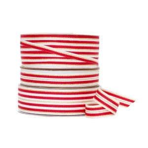Metallic Stripe Grosgrain - Red/Gold
