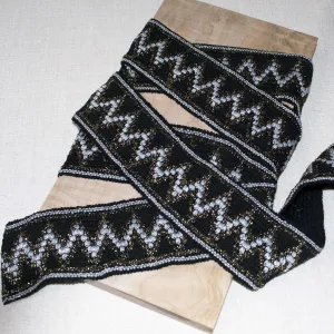 Metallic Zig & Zag Elastic in Night