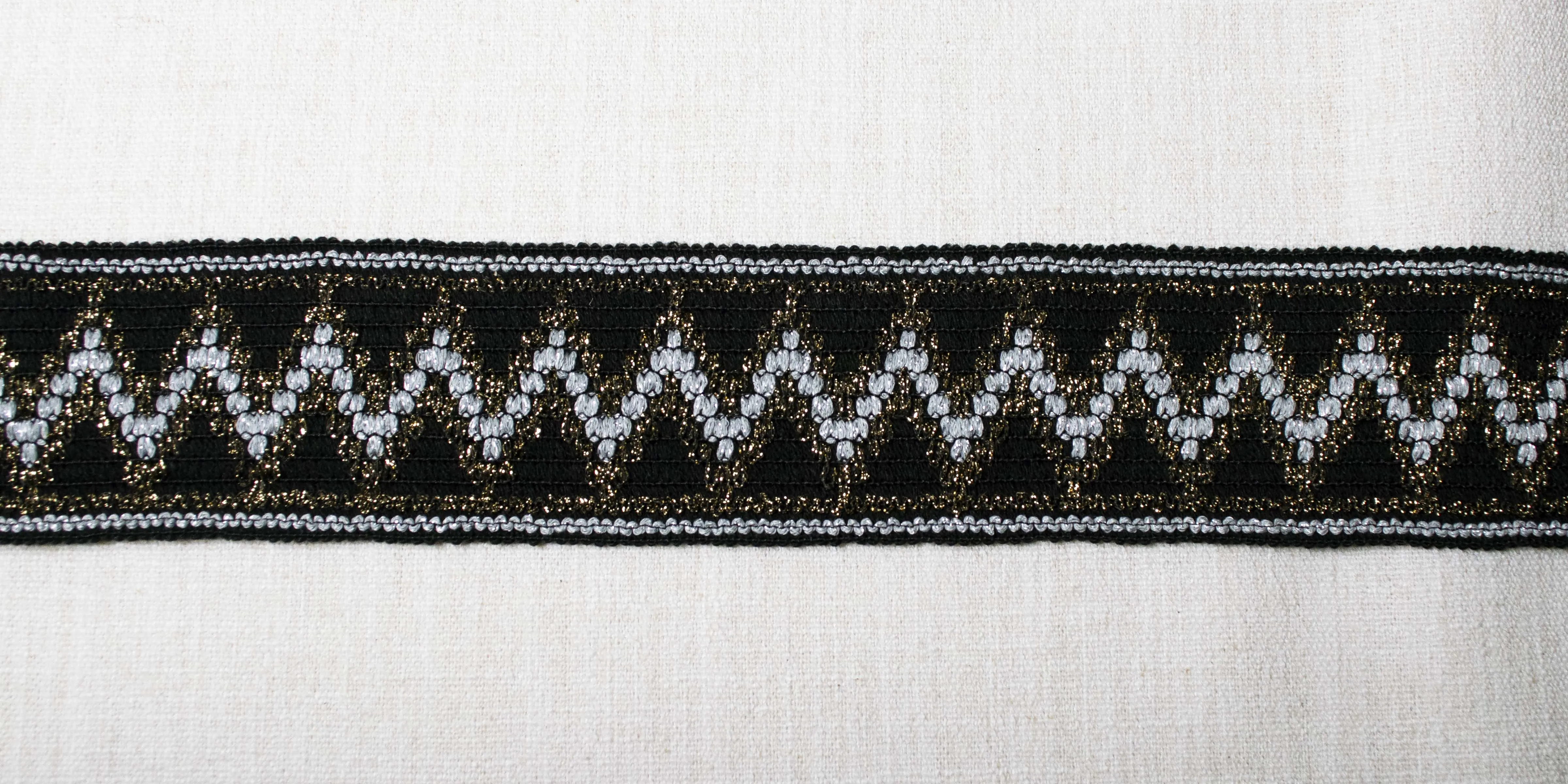 Metallic Zig & Zag Elastic in Night