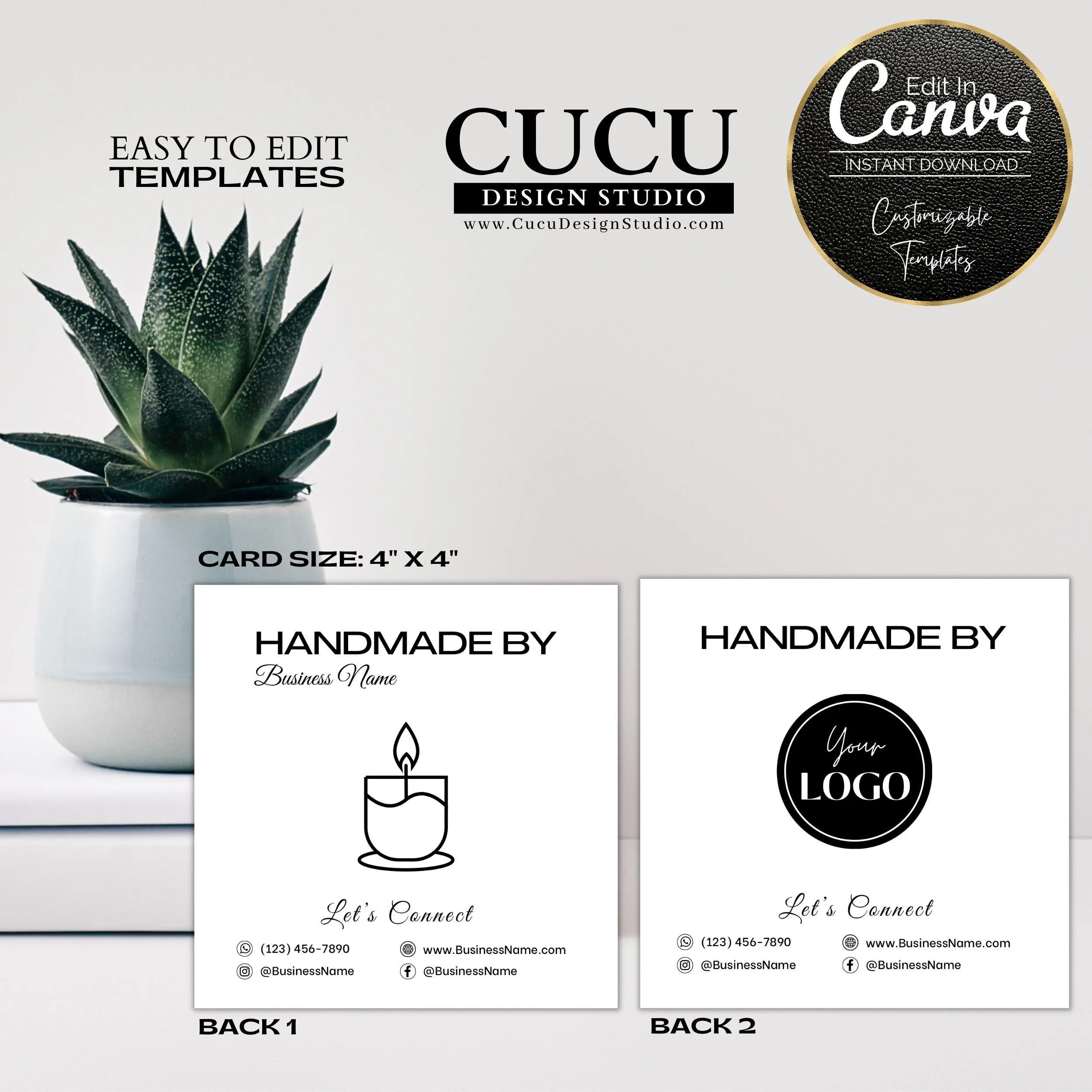Minimalist Black White Printable Candle Care Card Template