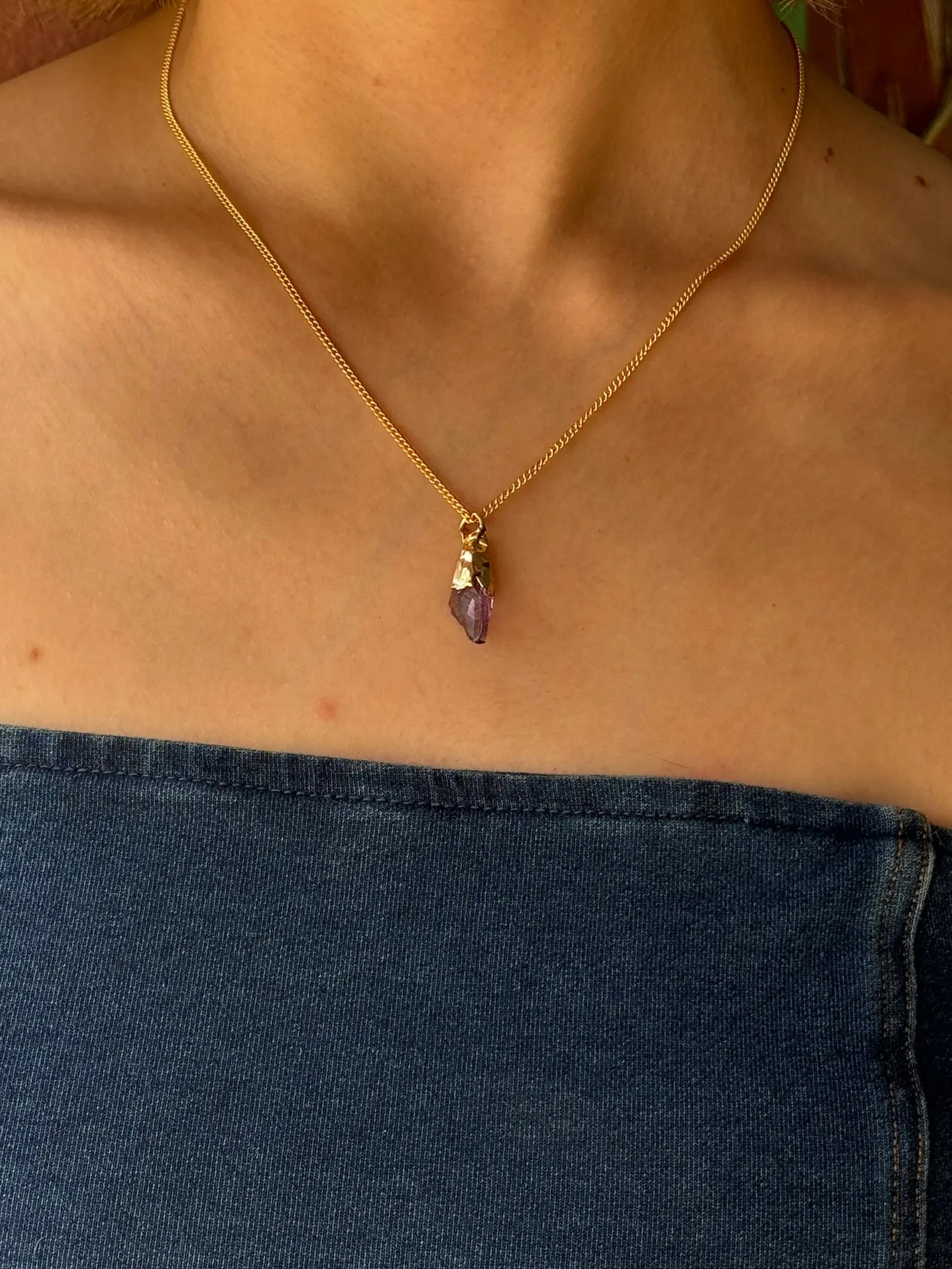 Minimalist Raw Amethyst Necklace