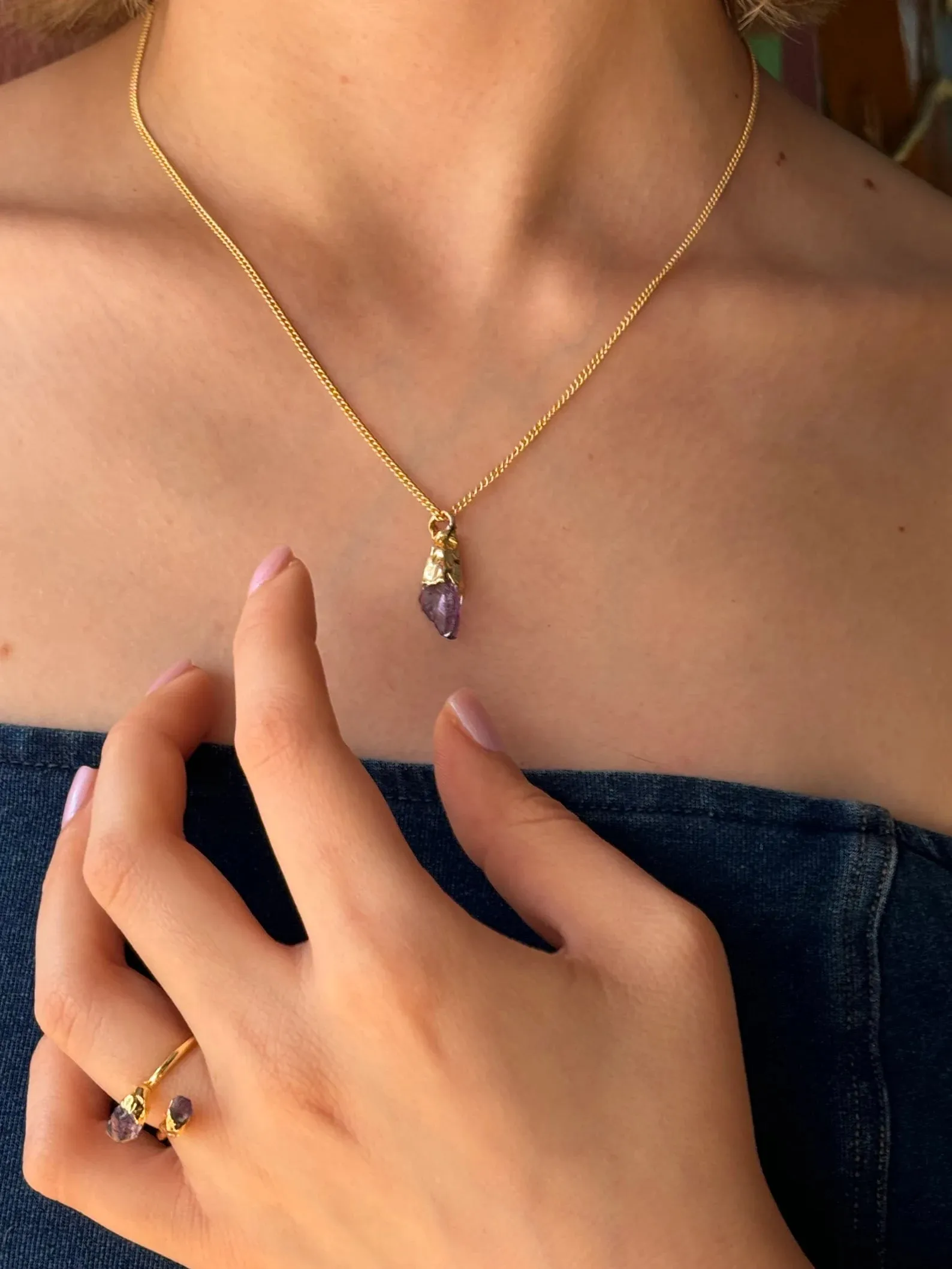 Minimalist Raw Amethyst Necklace