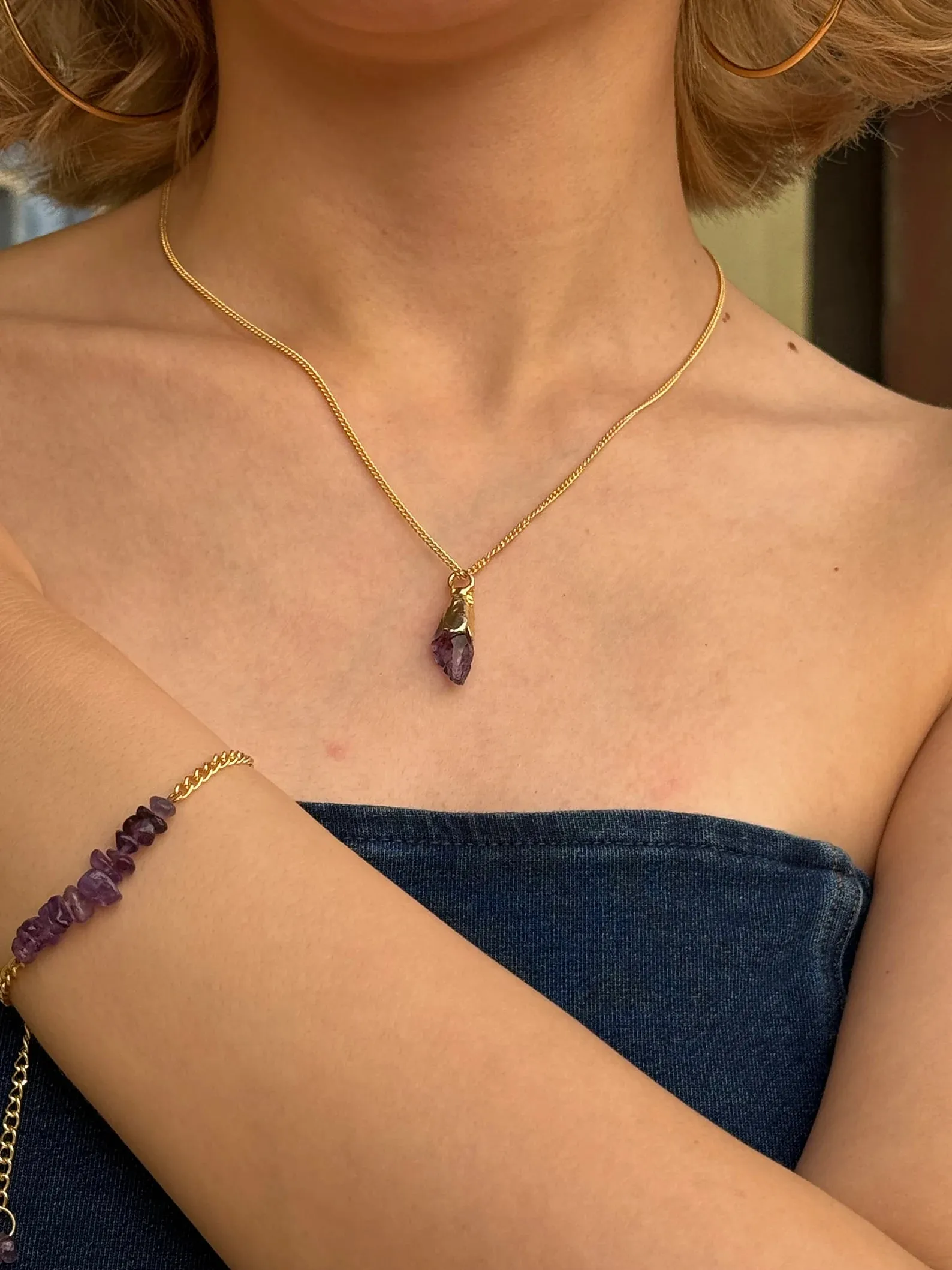Minimalist Raw Amethyst Necklace