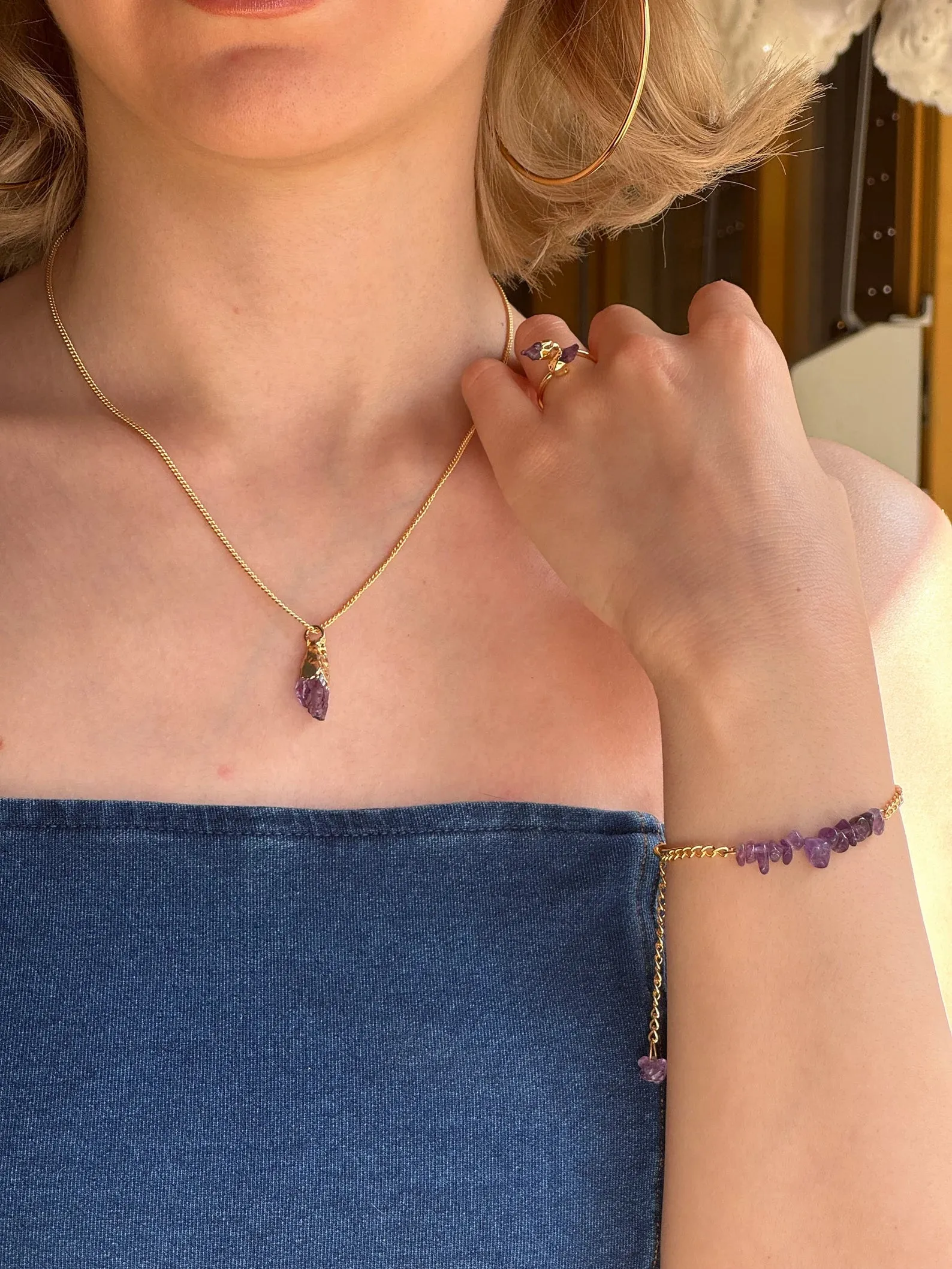 Minimalist Raw Amethyst Necklace