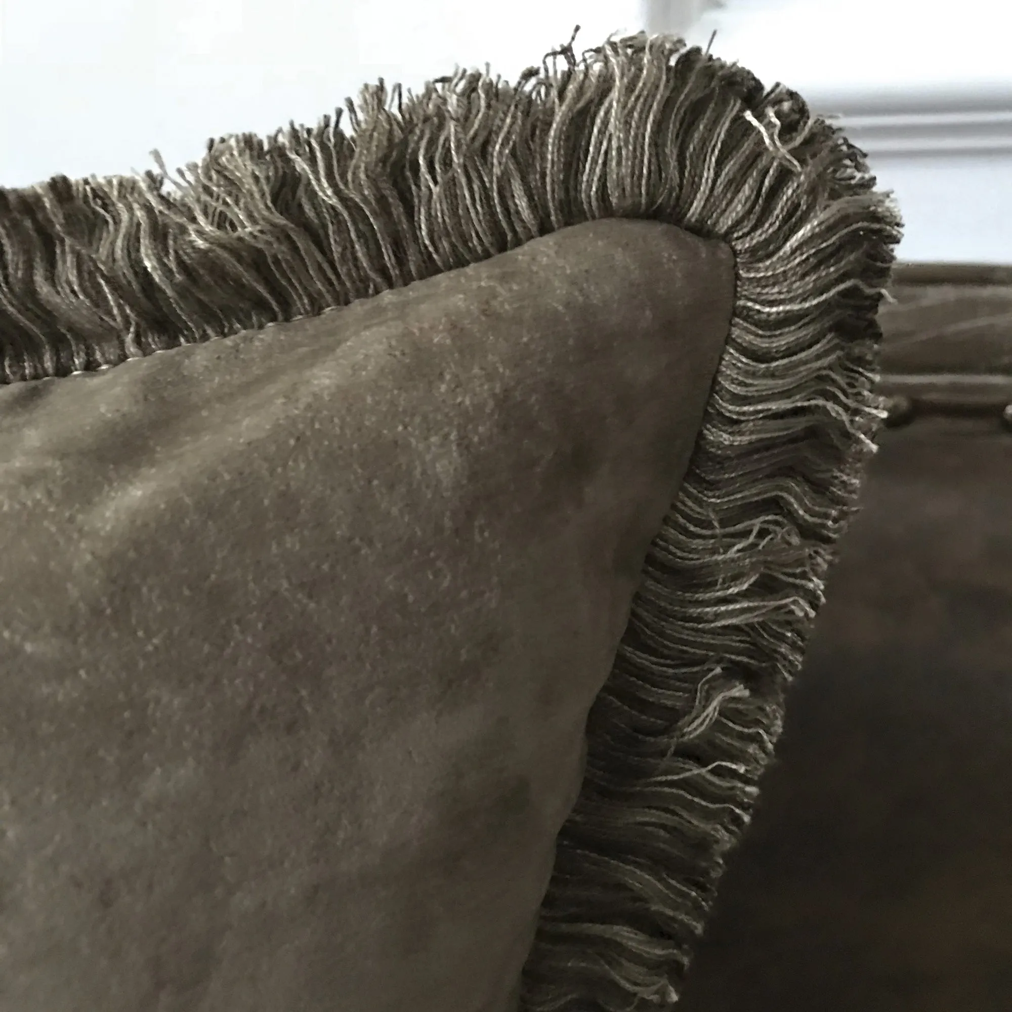 Mountain Mocha Faux Suede Brush Fringe Throw Pillow Cover 22x22
