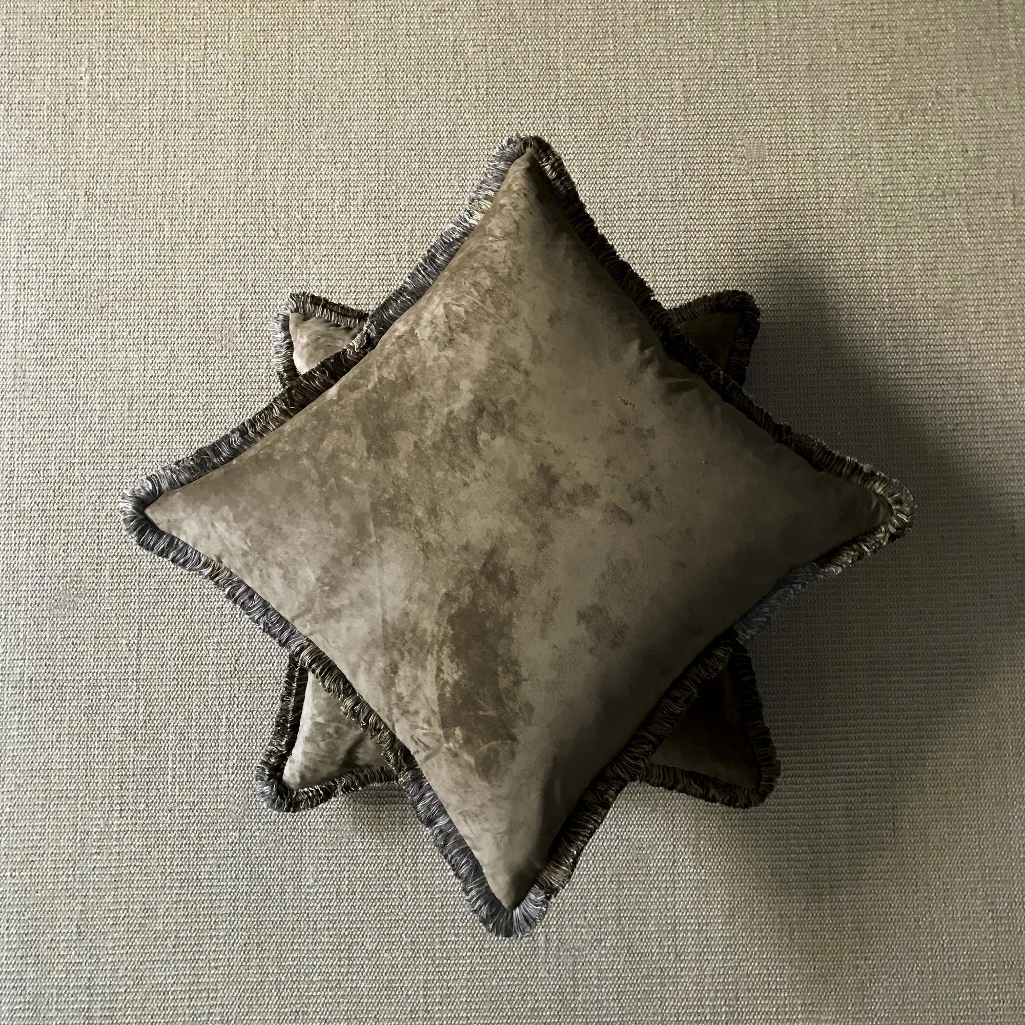 Mountain Mocha Faux Suede Brush Fringe Throw Pillow Cover 22x22