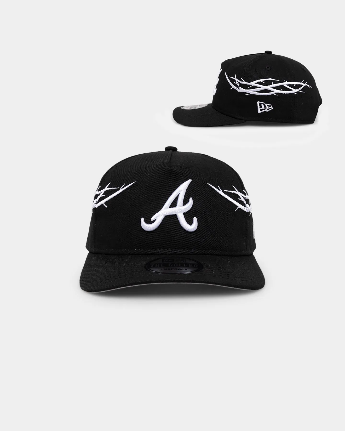 New Era Atlanta Braves 'Twisted Thorns' Golfer Pre-Curved Snapback Black