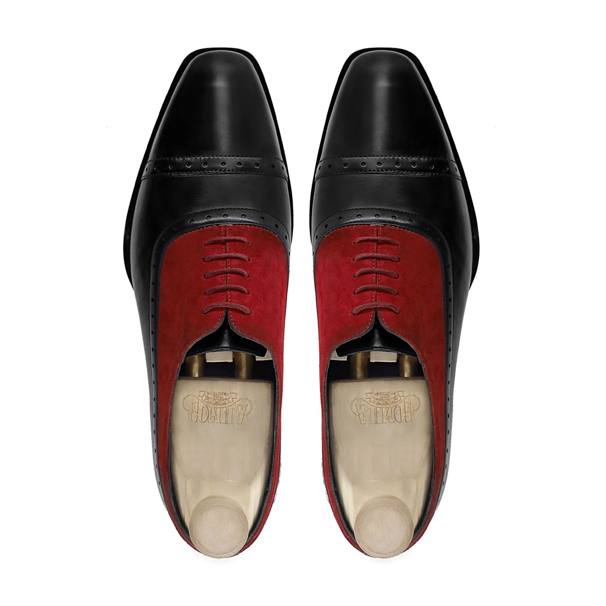 Nori - Men's Black and Red Kid Suede Oxford Shoe