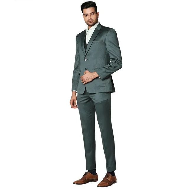 Park Avenue Men Green Super Slim Fit Structured Suit