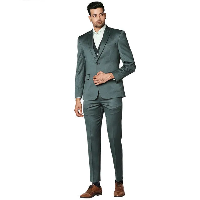Park Avenue Men Green Super Slim Fit Structured Suit