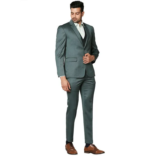 Park Avenue Men Green Super Slim Fit Structured Suit