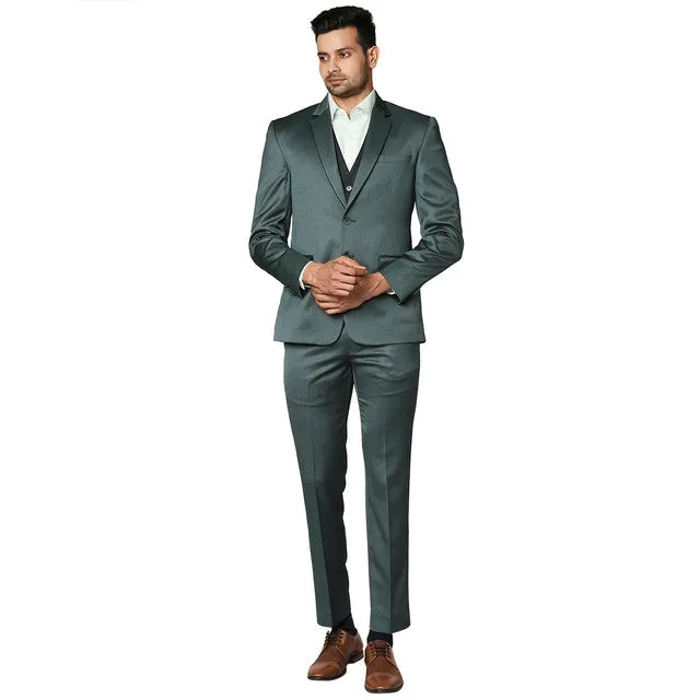 Park Avenue Men Green Super Slim Fit Structured Suit