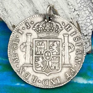Pirate Chic Silver 8 Reale Spanish Portrait Dollar Dated 1796 - the Legendary "Piece of Eight" Pendant | Artifact #8889