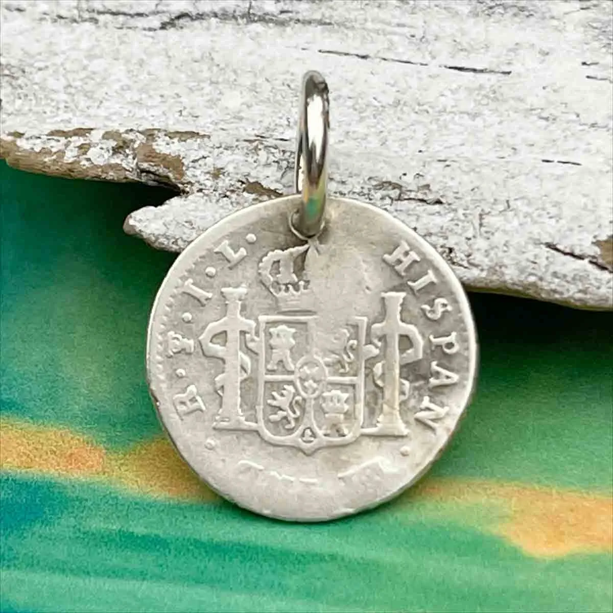 Pirate Chic Silver Half Reale Spanish Portrait Dollar Dated 1825 - the Legendary "Piece of Eight" Pendant | Artifact #8818