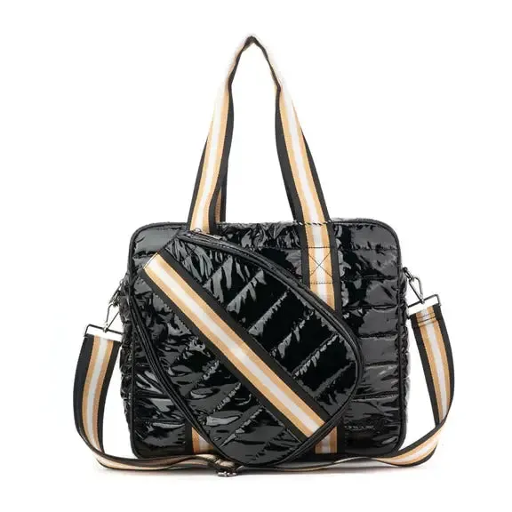 Puffer Style Pickleball Carry Bag Case Black/Tan