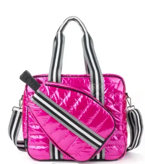 Puffer Style Pickleball Carry Bag Case Electric Pink