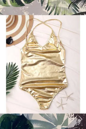 'Queen B ' Gold Metallic One Piece