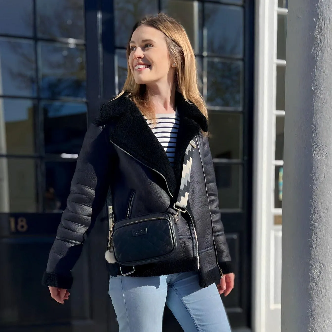 Quilted Mayfair Black Handbag with Accessories