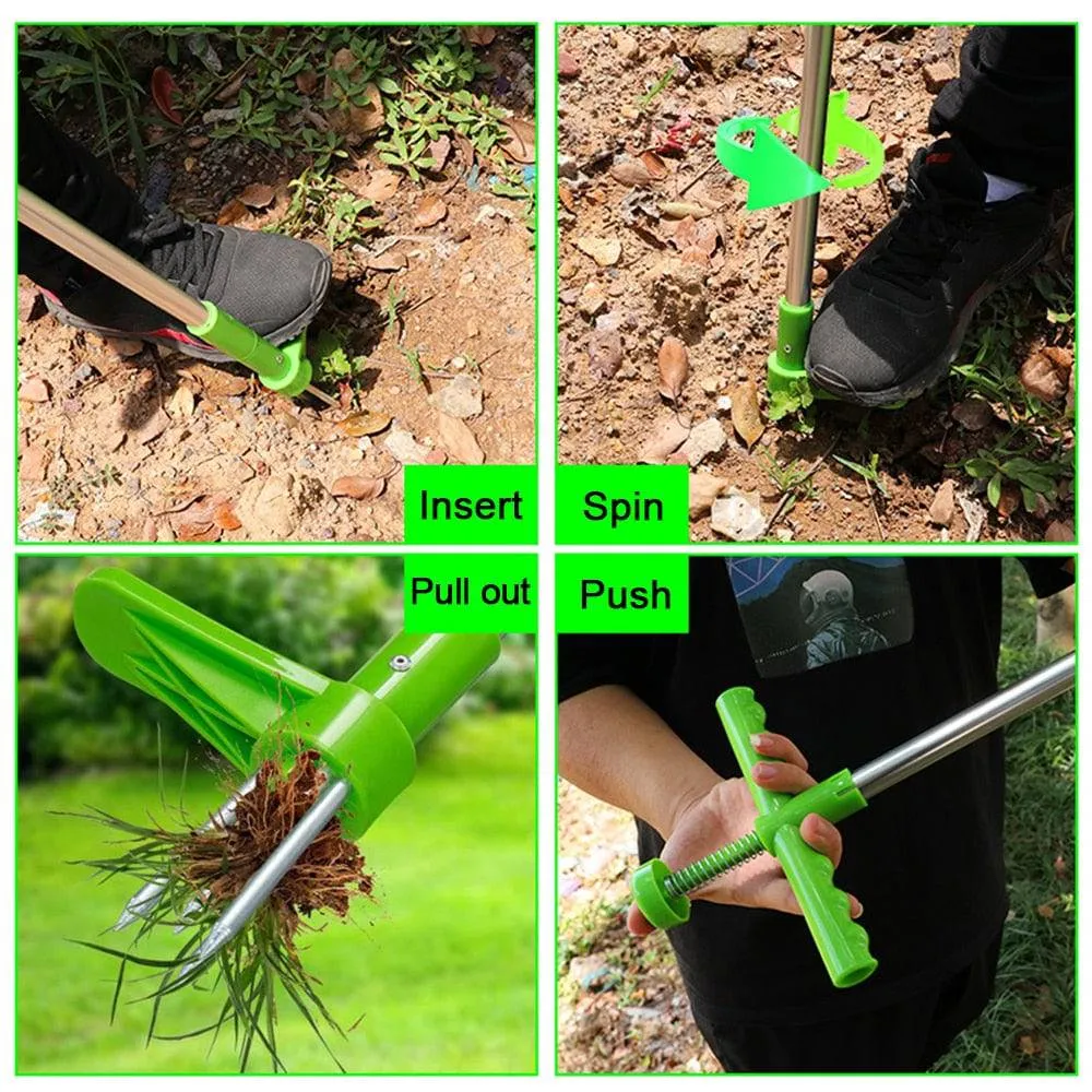 Root Remover Outdoor Weeder Portable Manual Garden Lawn Long Handled Aluminum Stand Up Weed Puller Lightweight with Foot Pedal